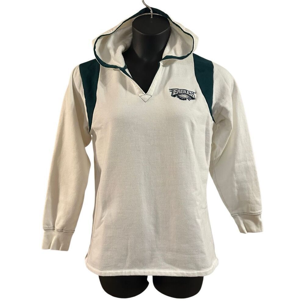 Vintage Y2K NFL Apparel Women's Large White Philadelphia Eagles Top Shirt Hoodie